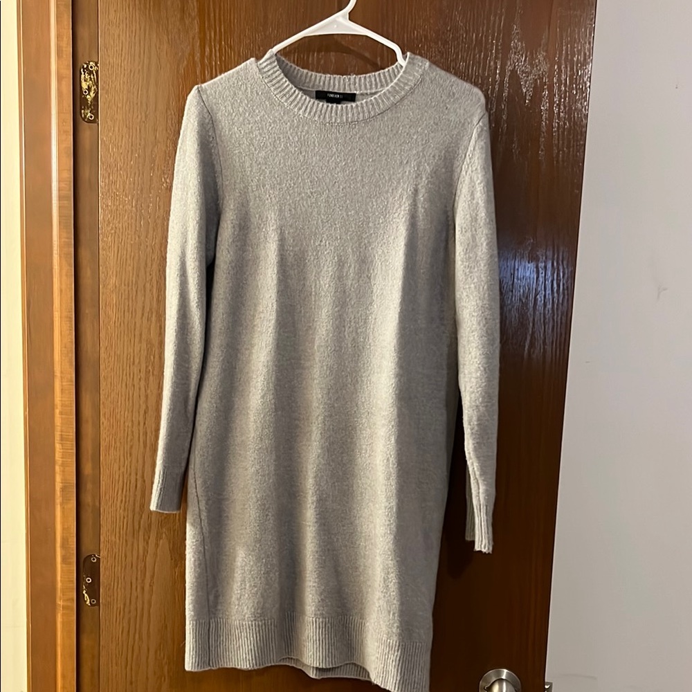Forever 21 Gray Midi Sweater Dress with Long Cuffed Sleeves